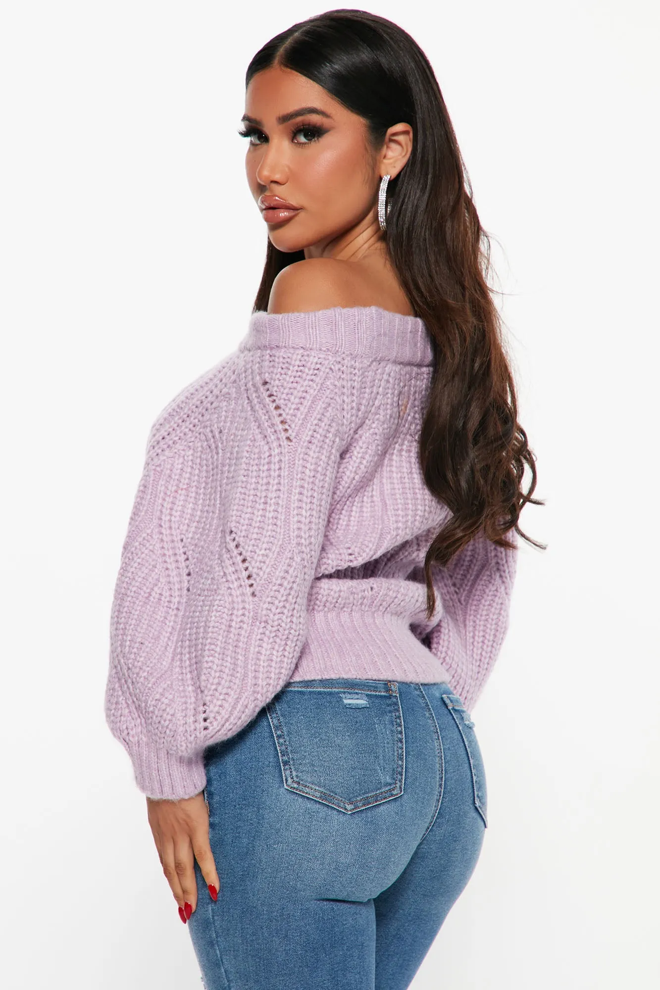 Aurora Off The Shoulder Sweater - Lilac