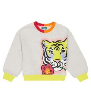 Cotton fleece sweatshirt with Kenzo print, gray