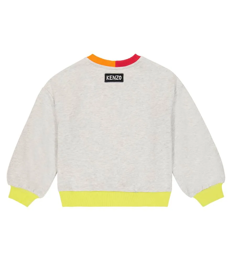Cotton fleece sweatshirt with Kenzo print, gray