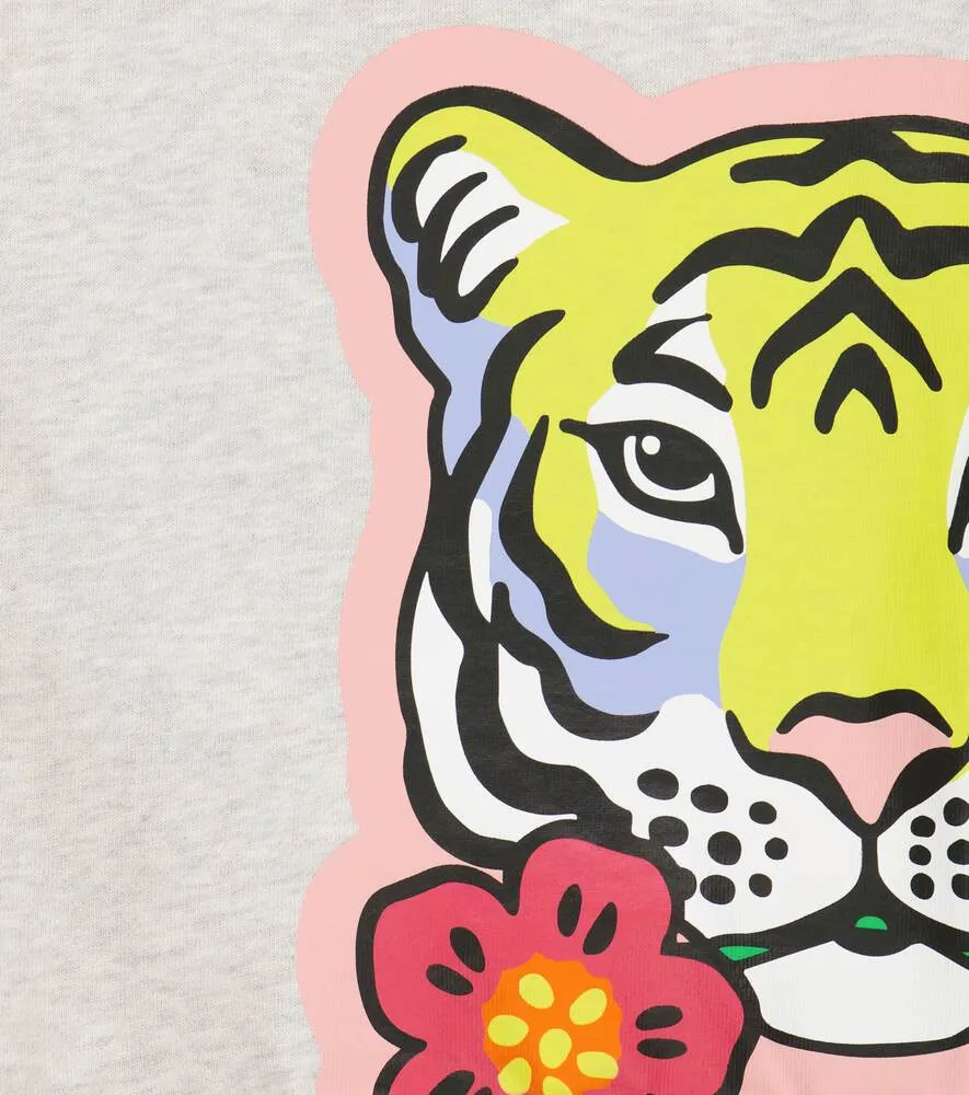 Cotton fleece sweatshirt with Kenzo print, gray