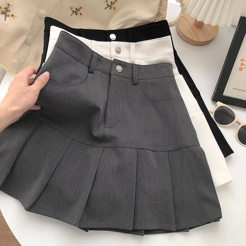 Fashion High-waisted A-line Pleated Skirt
