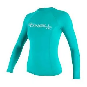 O'Neill Womens Basic Skins L/S Rash Vest - Light Aqua