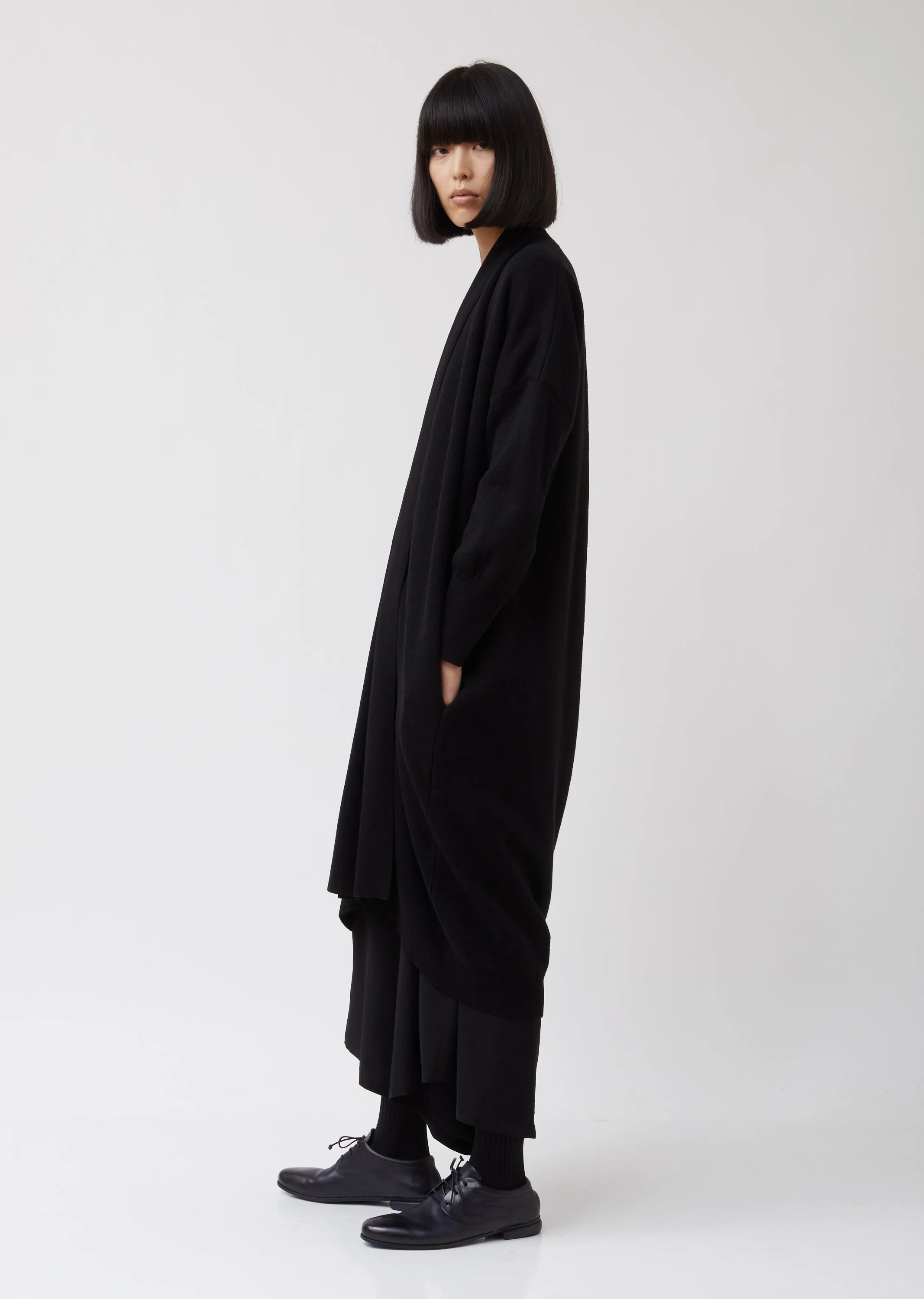 Open Collar Long Cardigan