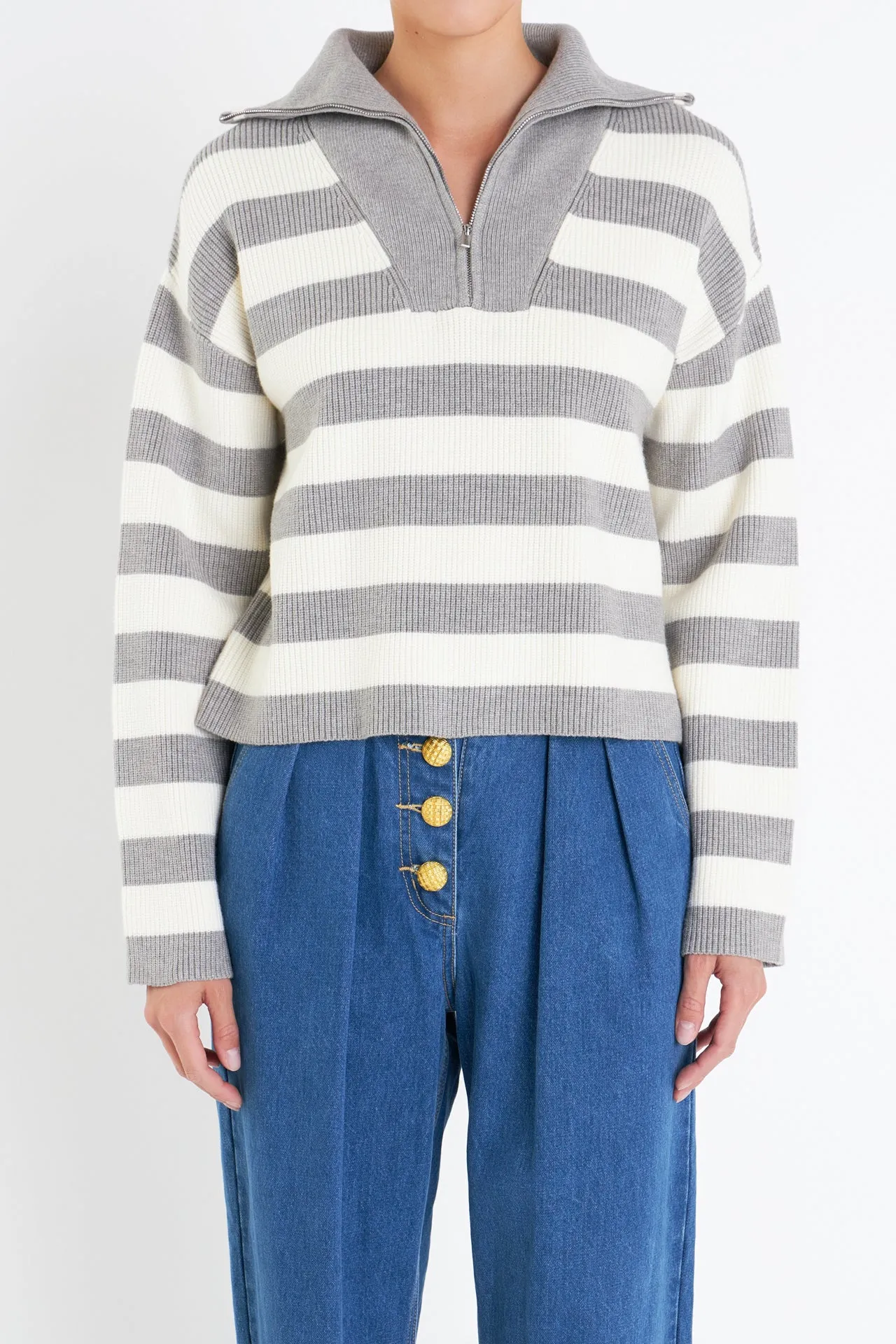 Striped Half-Zip Sweater