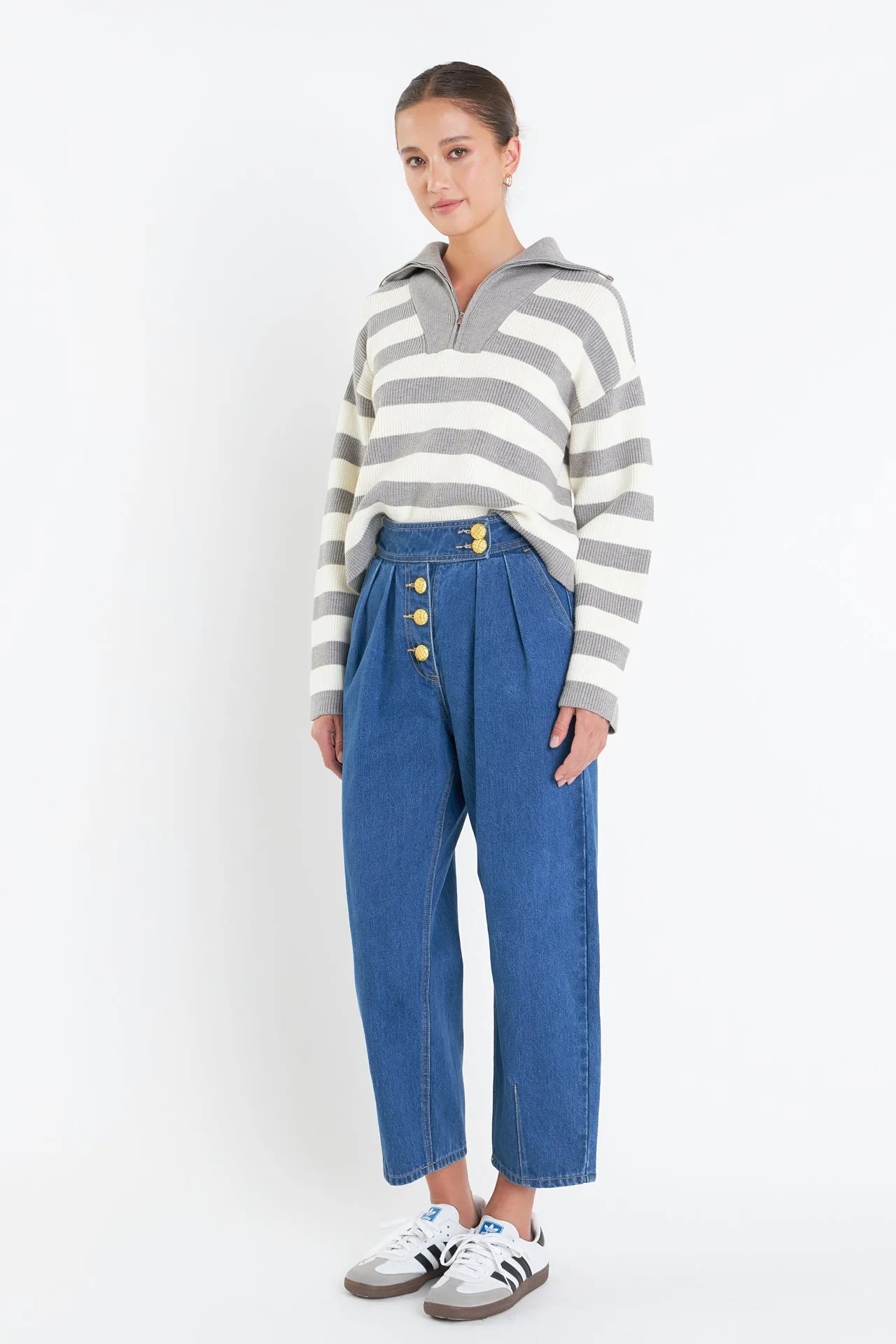 Striped Half-Zip Sweater