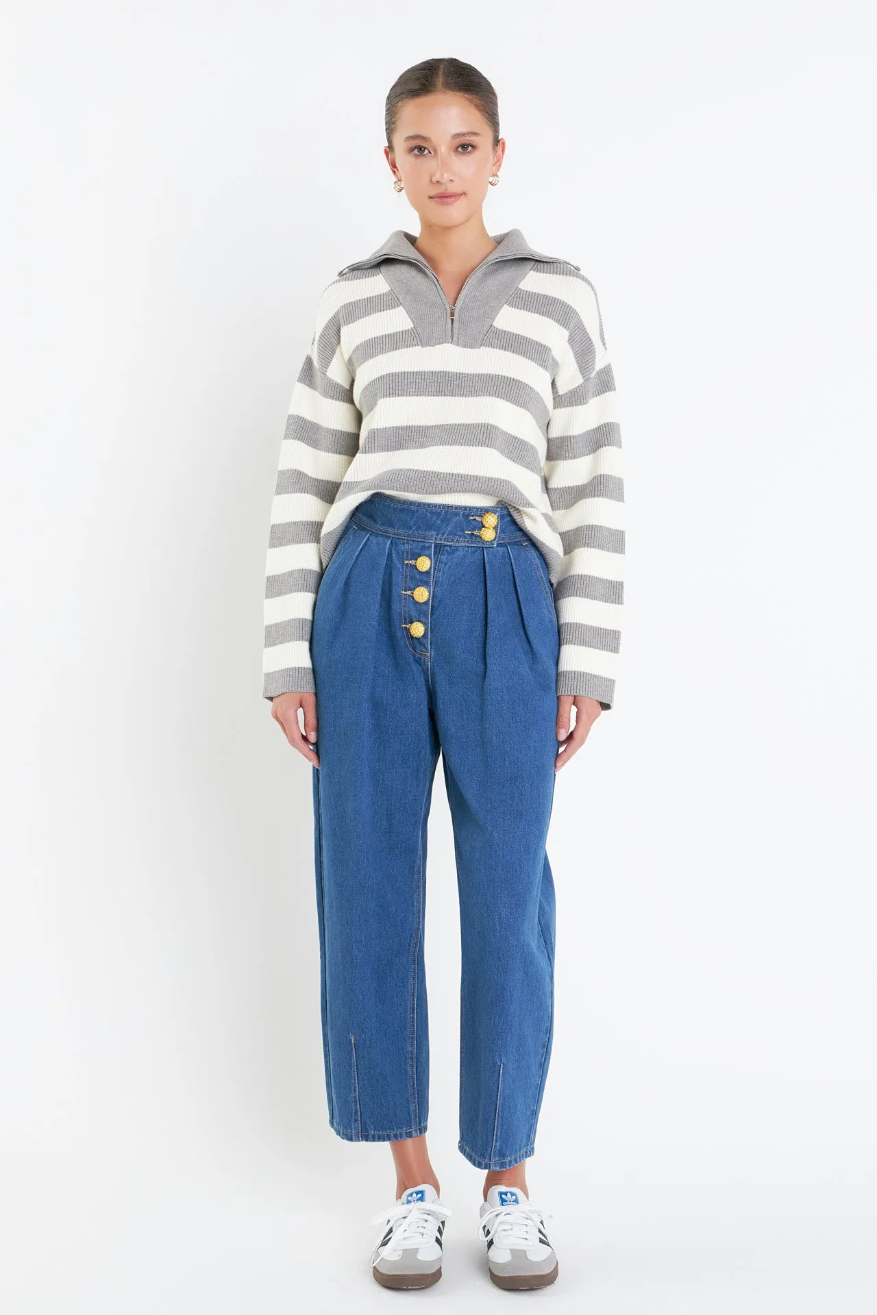 Striped Half-Zip Sweater