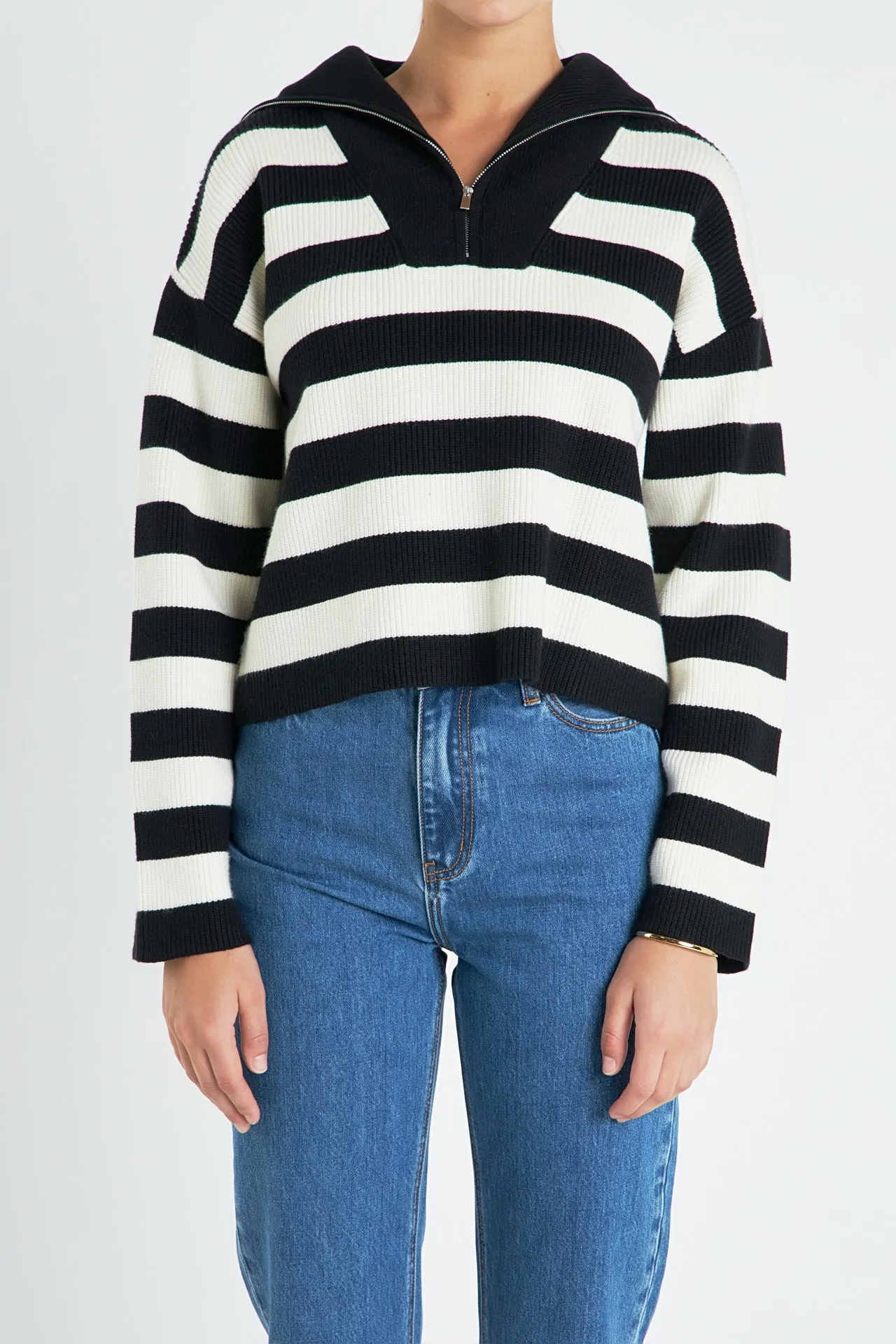 Striped Half-Zip Sweater