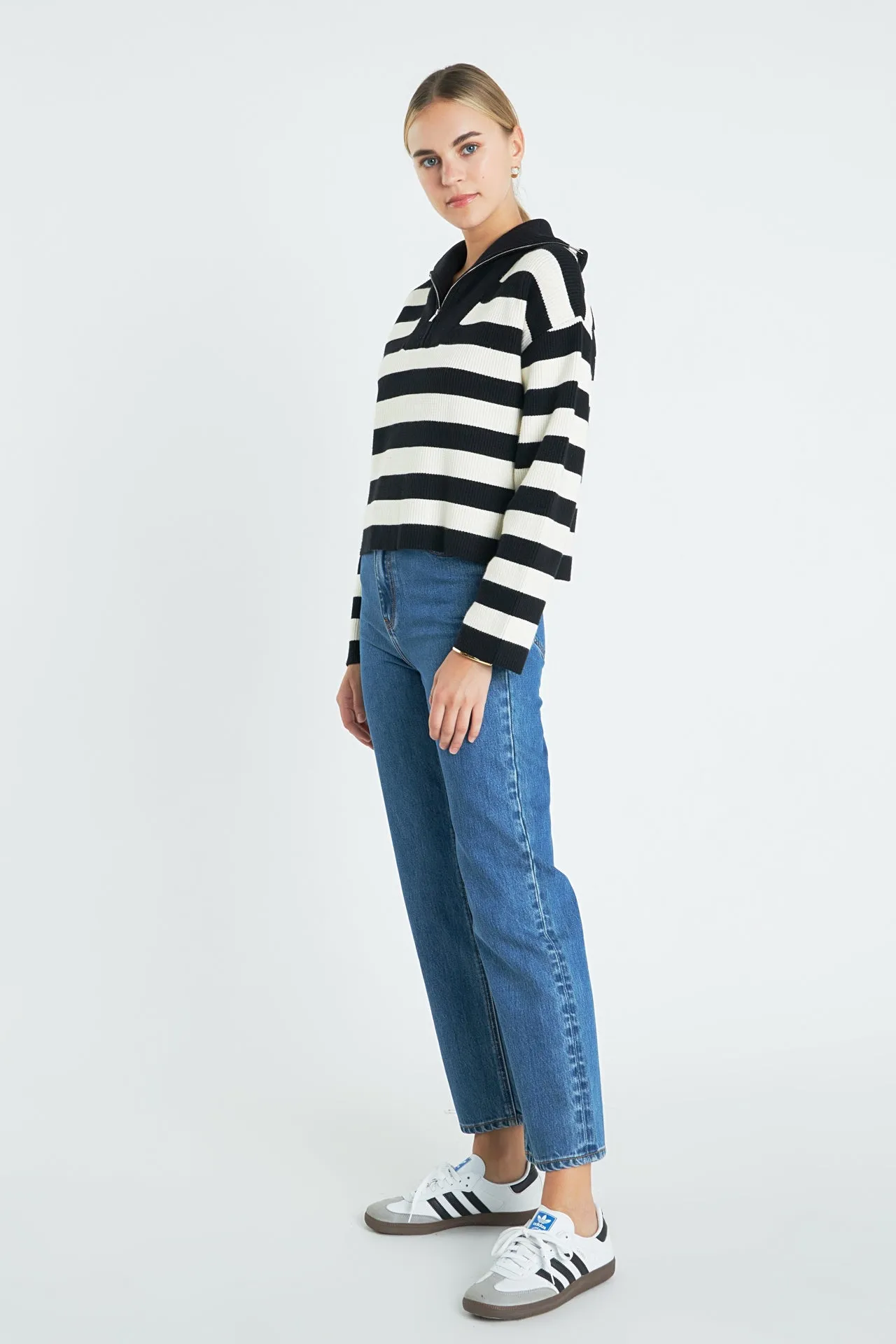 Striped Half-Zip Sweater