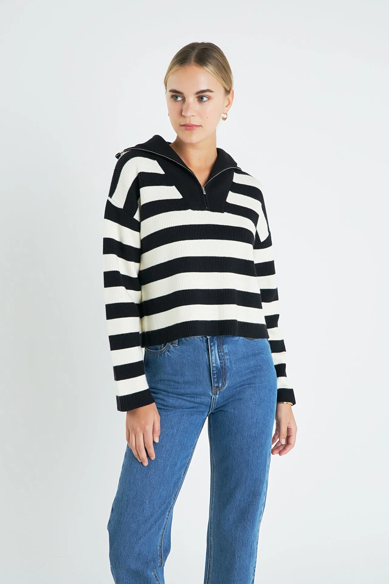 Striped Half-Zip Sweater