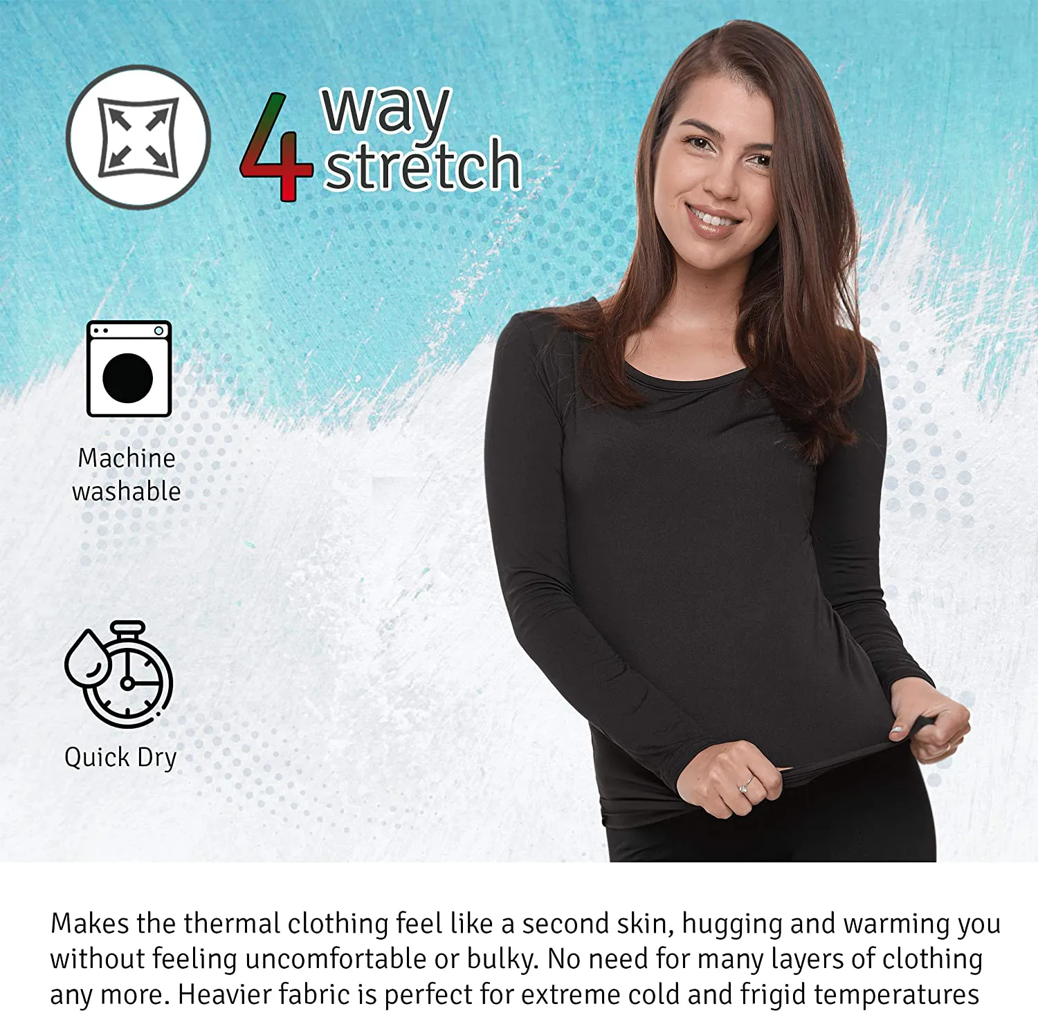 Women Thermal Underwear Base Layer Leggings with Soft Fleece; Ladies Lightweight Long Johns